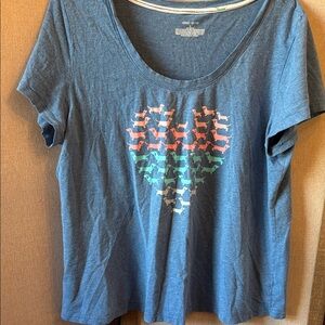 Sleep sense Blue sleep tee  with Colorful dachshund Heart Design large